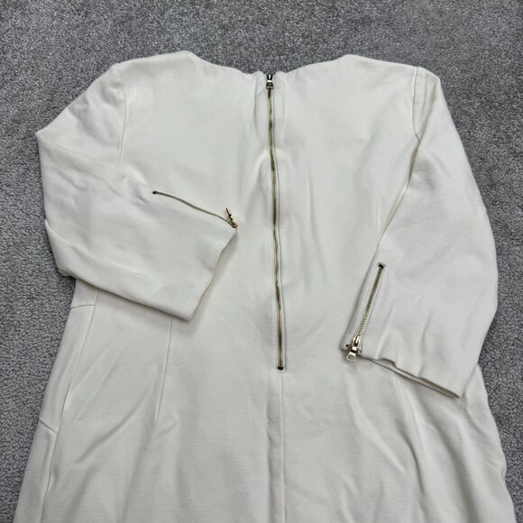 Chico's Midi Sheath Dress Womens 0 us 4 Cream Ivory 3/4 Sleeve Ponte Knit Work - Picture 4 of 16